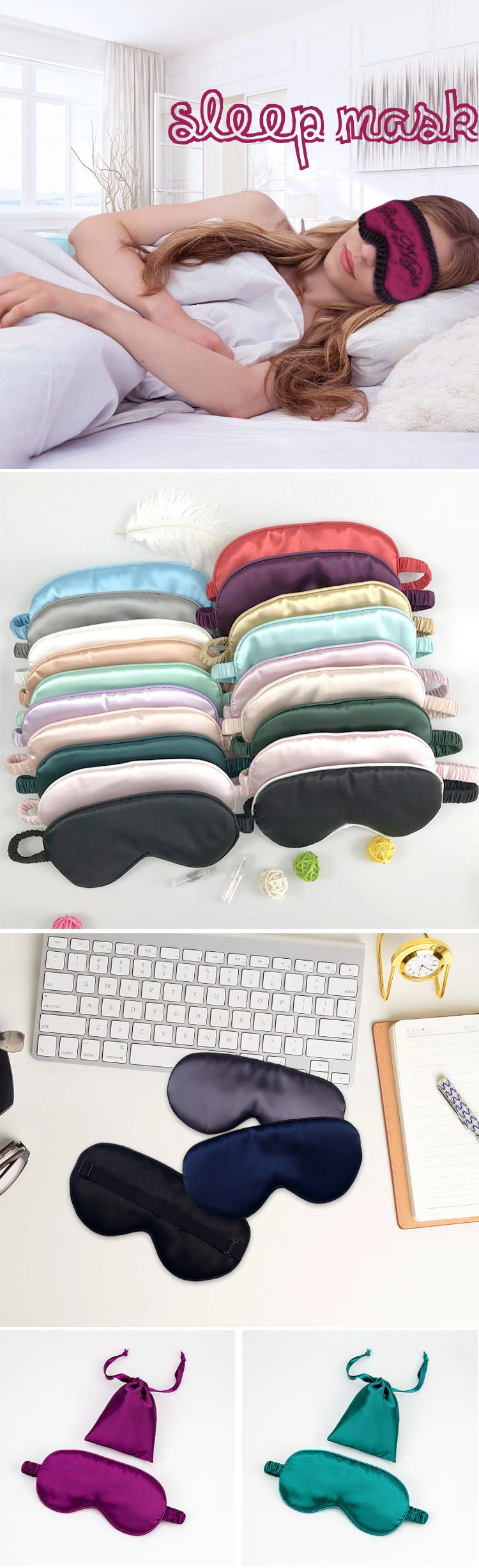 2021 Women Promotion Gift Products OEM High Quality Silk Eye Mask Sleep Mask