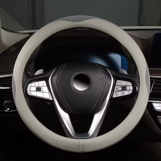 블랙 가죽 자동차 핸들 커버